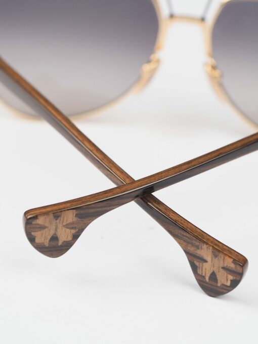 Chrome Hearts glassesSunglasses GRAND BEAST IV MATTE BLACKBRUSHED SILVERWOOD EBONYWALNUT EBONY 4