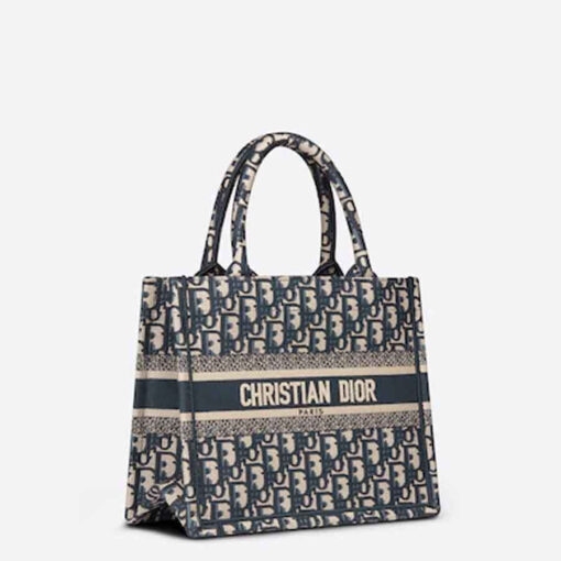 Dior Small Book Tote Bag in Blue Dior Oblique Jacquard 2