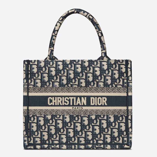 Dior Small Book Tote Bag in Blue Dior Oblique Jacquard 5